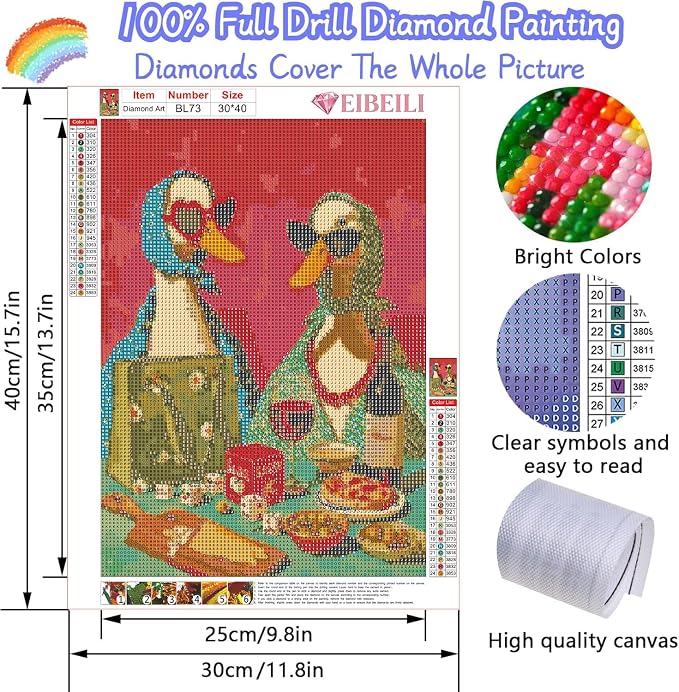 EIBEILI Diamond Art Kits for Adults, Party Duck Diamond Painting Kits for - Image 2