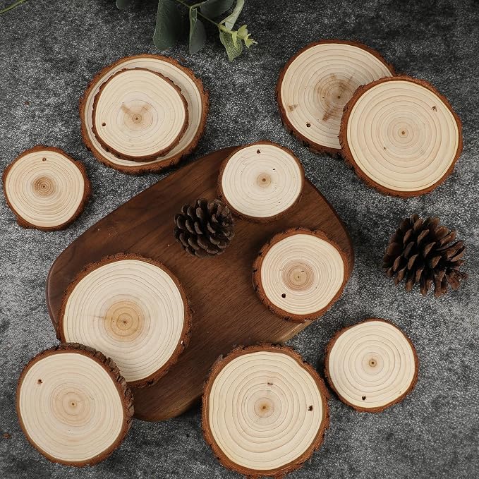SENMUT Unfinished Wood Slices 30pcs 2.8"-3.0" Wood Circles - Image 6