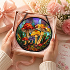 Jungle Mushrooms Acrylic Suncatcher Faux Stained Glass Window Hanging 6.3" | - Image 2