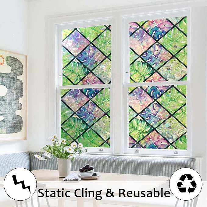 Window Privacy Film, Static Cling Stained Glass Window Film Decorative - Image 4