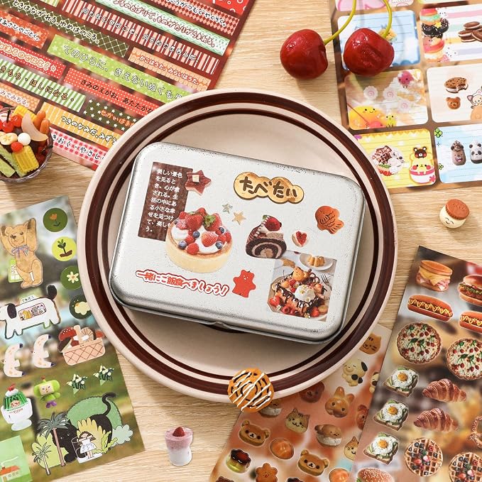Girl's Japanese Retro Sticker Book, 1000+ Cute Comics Style Food Stickers - Image 4