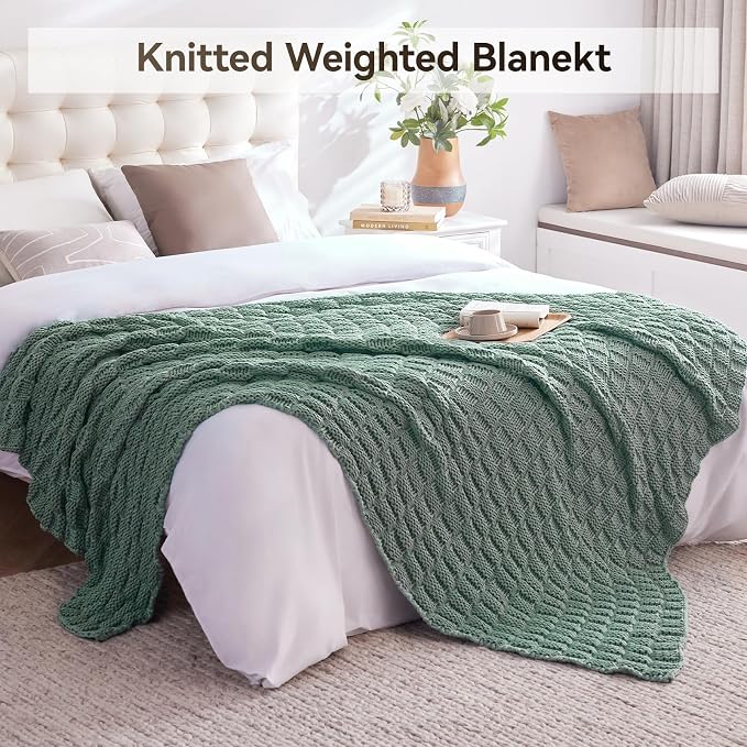 Knitted Weighted Blanket for Adult, No Beads Heavy Blanket 70” x 90'' 20lbs - Image 6