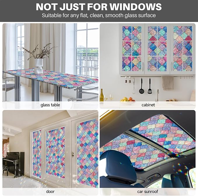 Stained Glass Window Film, Rainbow Decorative Window Privacy Film - Image 6