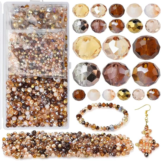 Faceted Rondelle Glass Beads for Jewelry Making AB Color 1000pcs Crystal Spacer by KINGSHINE