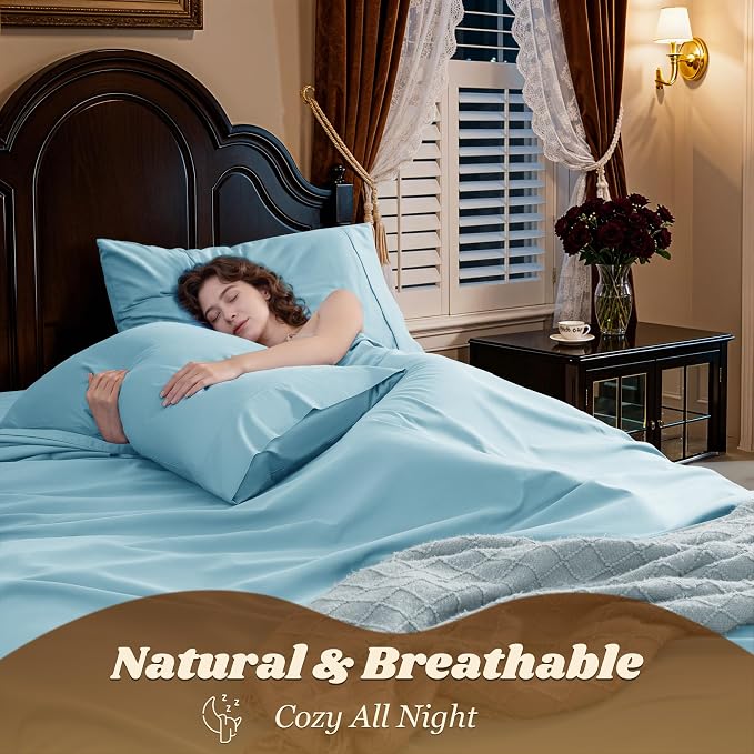 LBRO2M 1000 Thread Count 100% Egyptian Cotton Sheets Set California King Size - Image 5