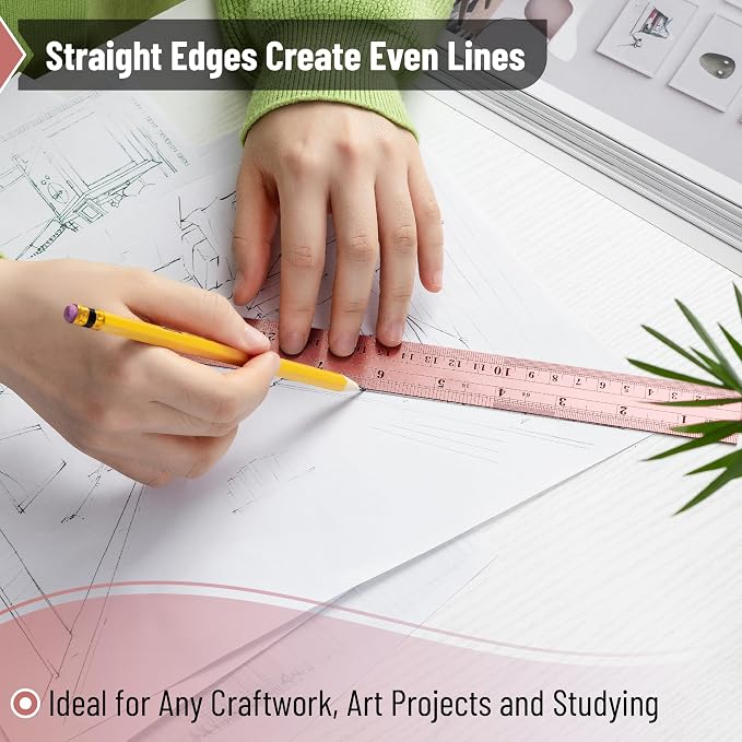 Mr. Pen- Metal Straight Edge Ruler, 2 Pack, Rose Gold | Stainless Steel Ruler - Image 4