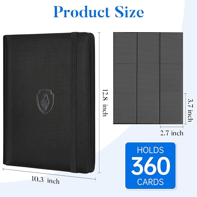 Premium 9 Pocket Card Binder for 360 Cards, Fabmaker PU Cover Trading Card - Image 6