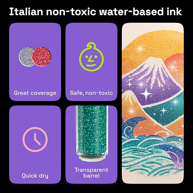 ARTISTRO 12 Glitter Paint Pens for Glass Marking, Rock Painting, Scrapbooking - Image 5