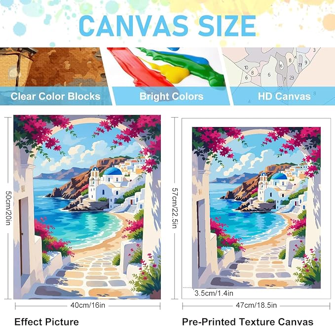 Mrnsiet Paint by Number for Adults Beginners, Easy Seaside Town Paint by - Image 3
