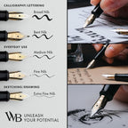 Wordsworth & Black Fountain Pen Set, Medium Nib, Includes 24 Ink Cartridges and - Image 5