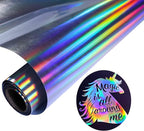 Holographic Silver Heat Transfer Vinyl HTV 12in x 6ft Metallic Rainbow Iron On by LUKGELYAMOFFICIAL