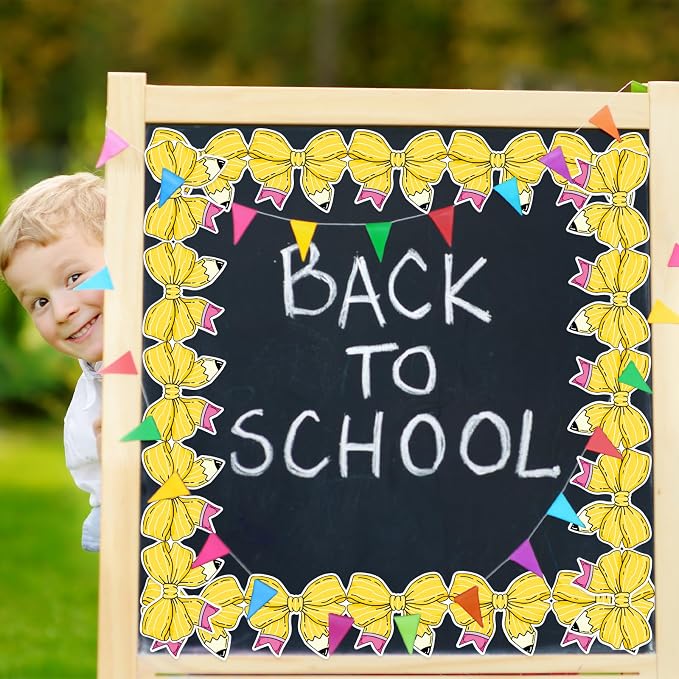 FYSUIMU 65.6 Ft Pencil Coquette Bow Bulletin Board Border Back to School Pencil - Image 4