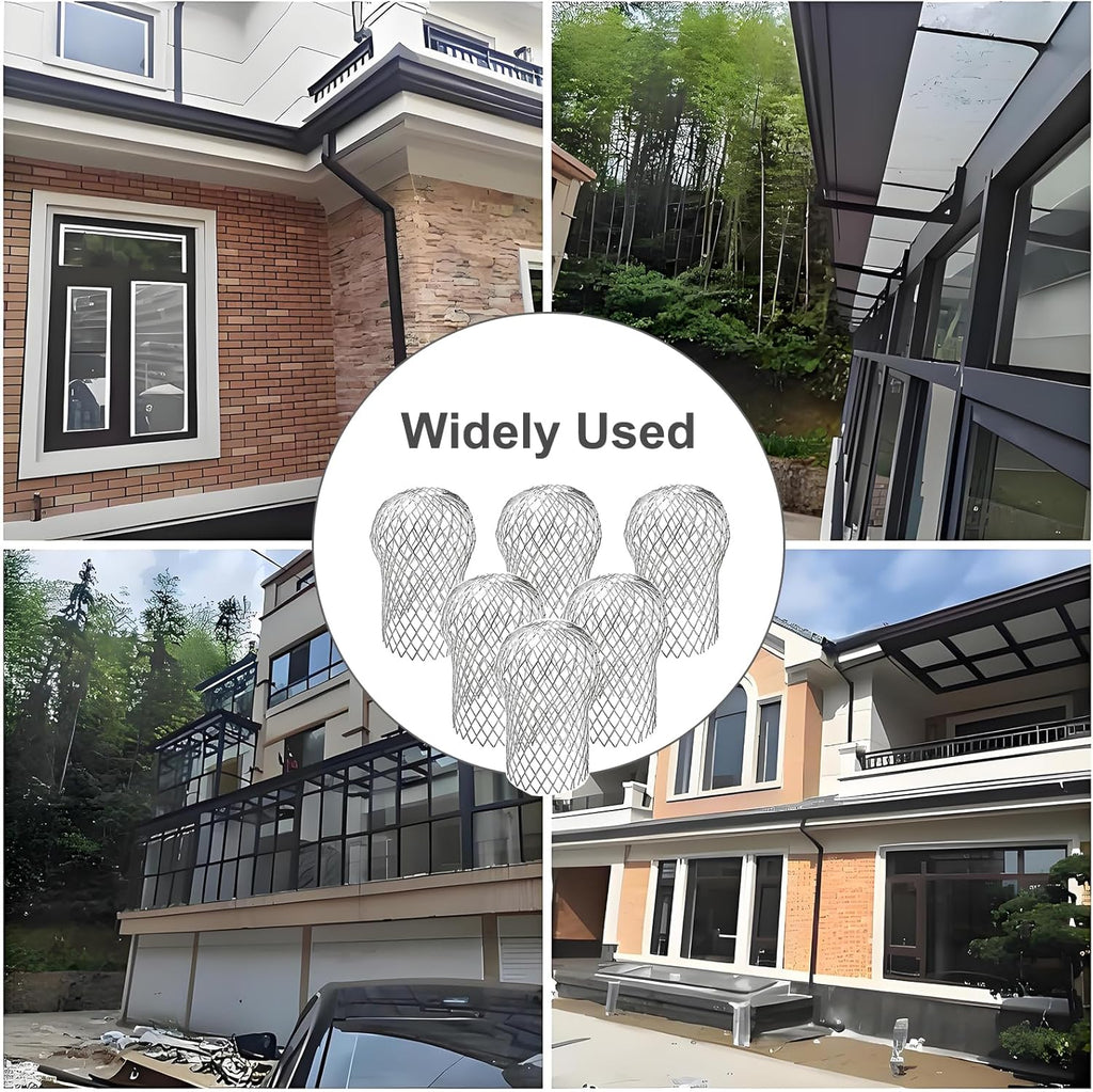 6 Pack Downspout Guard Filter, Gutter Downspout Guard Gutter Guard Strainer Mesh Aluminum Expandable Gutter Screen, Gutter Protector from Leaves Debris Clogging