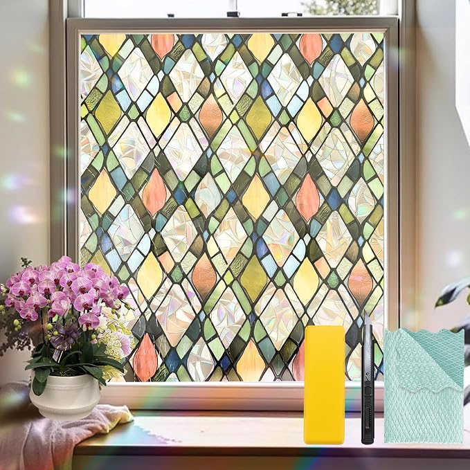Bloss Rainbow Window Privacy Film Stained Glass Decorative Windows Film by Bloss