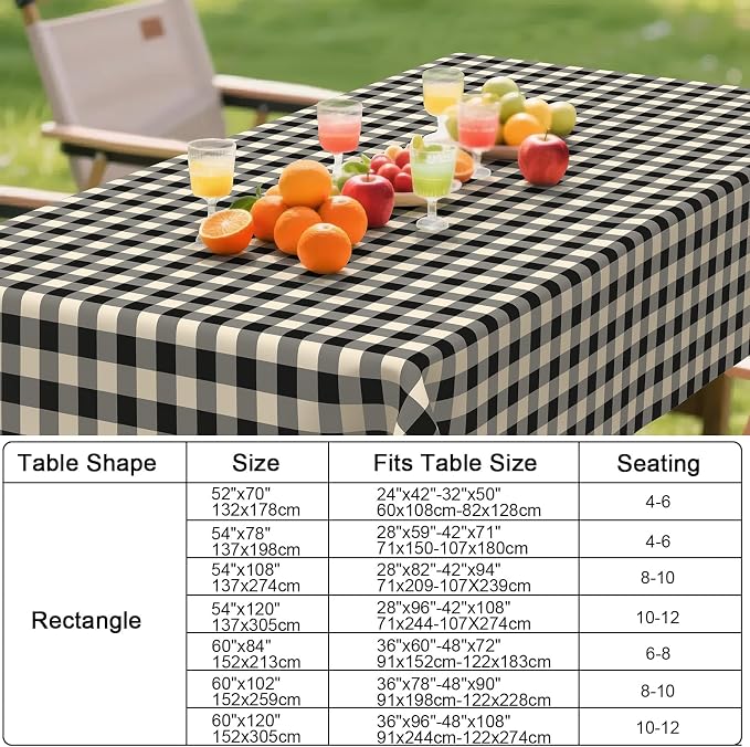Smiry Rectangle Table Cloth, Waterproof Vinyl Tablecloth - Image 7