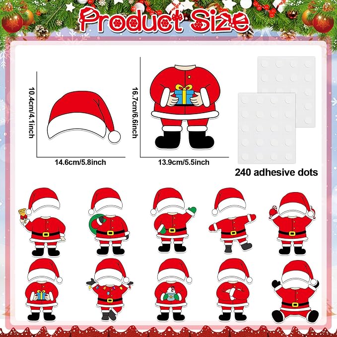60pcs Christmas Theme Cutouts Santa Claus Bulletin Board Decorations Xmas Santa - Image 2