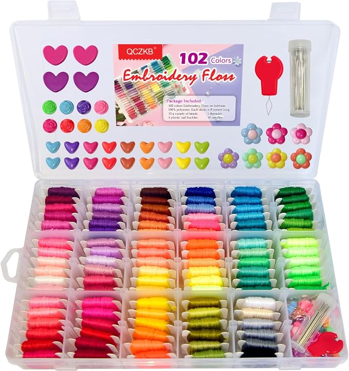 QCZKB Friendship Bracelet String 102 Skeins Fashionable Rainbow Color by QCZKB