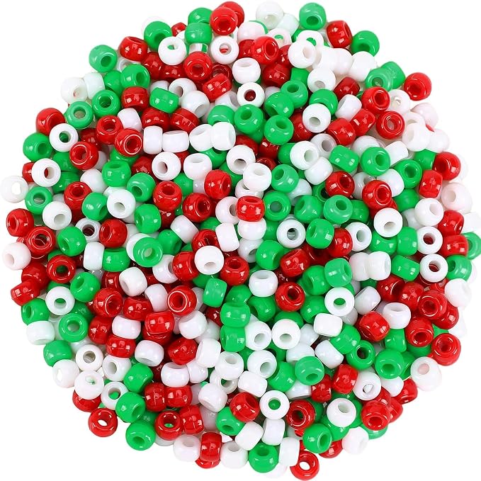 UPINS 1200Pcs Christmas Pony Beads Friendship Plastic Small Hair Beads Red by UPINS