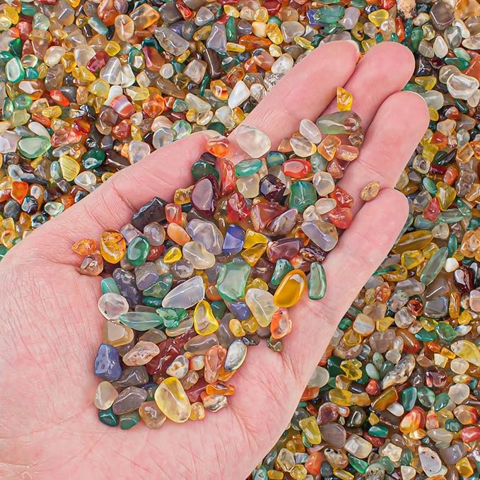 0.5 Lb/230g Colorful Agate Aquarium Fish Tank Gravel Rocks, Crushed Stone by EZEELAI