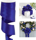 HUIHUANG Royal Blue Satin Wired Ribbon 2.5 inch 4th of July Cobalt Blue Wire by HUIHUANG