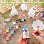 Poen 6 Sets Ready to Paint Your Own Ceramic Gnome Statues Summer DIY Unpainted - Image 4
