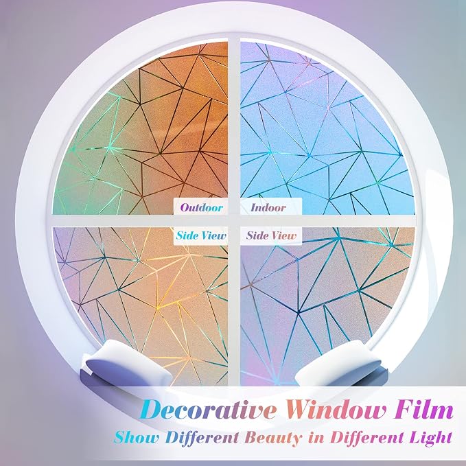 Coavas Rainbow Window Privacy Film, Frosted Glass Static Cling, Decorative - Image 5