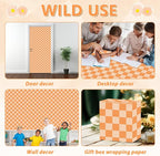 Hippie Orange Checked Bulletin Board Paper Roll Retro Orange Bulletin Board - Image 7