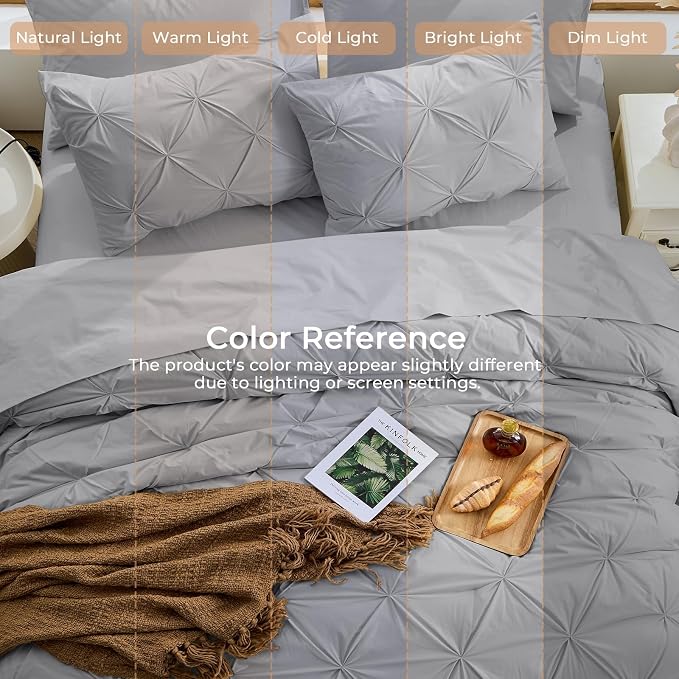 Sasttie Full Size Comforter Set, 7-Piece Bed in a Bag, Pintuck Bedding Sets - Image 8