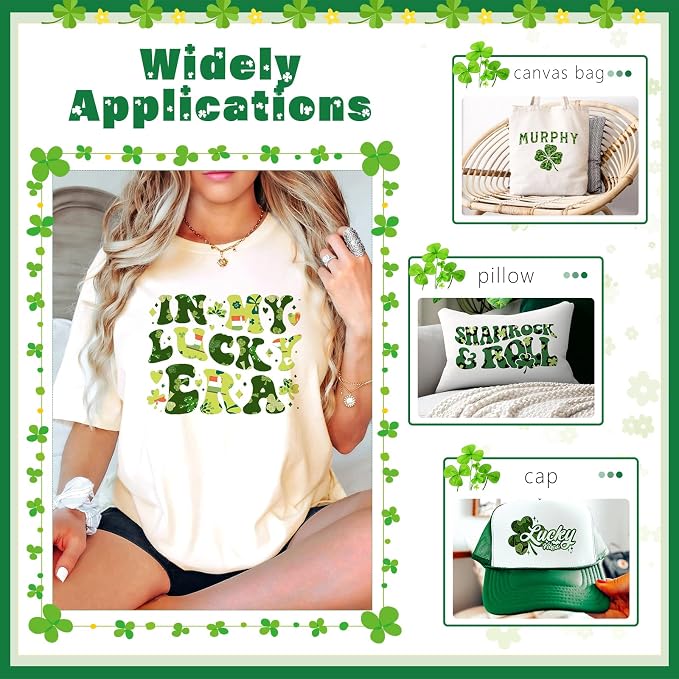 HTVSTD Four Leaf Clover Heat Transfer Vinyl 14pcs 12×10in Iron on Vinyl | St. - Image 4