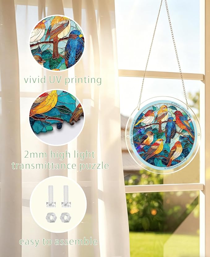 Acrylic Puzzle Suncatcher, Painted Finch Sun Catcher - Image 7