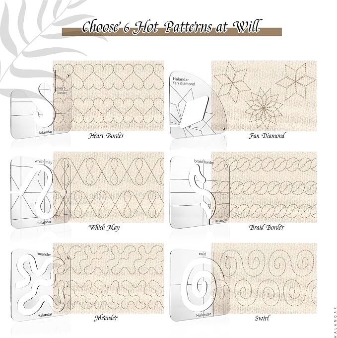 6 Pcs Free Motion Quilting Template Series - Image 2
