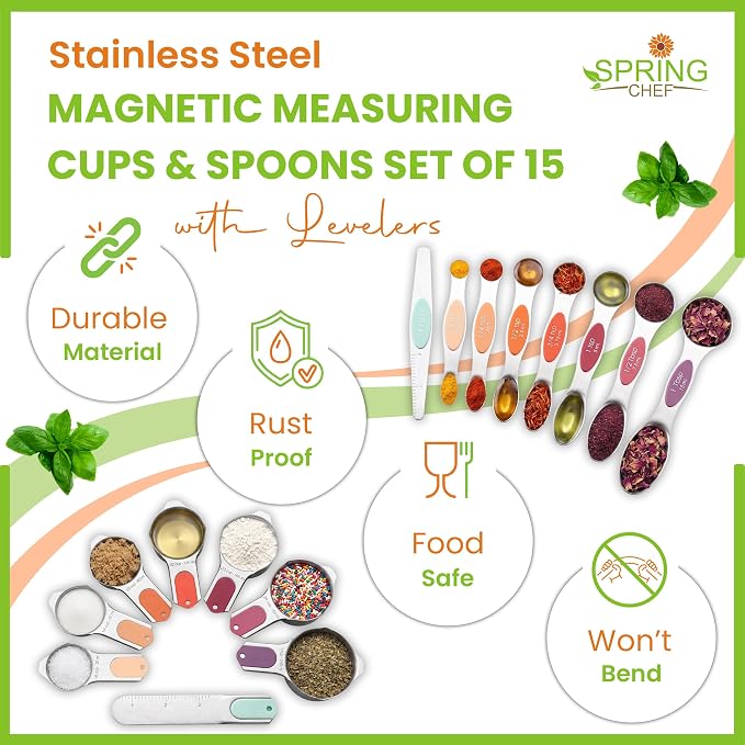 Spring Chef 15 Magnetic Measuring Cups & Spoons, Desert Sunset | Nesting - Image 2