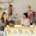 Happy 50th Anniversary Table Cloth, 50 Year Anniversary Decorations 3Pcs White - Image 3