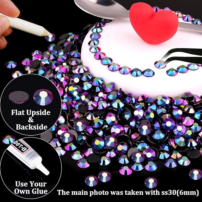 4000pcs 4mm Resin Rhinestones Bulk, Purplish Black AB Flatback Round Jelly - Image 5