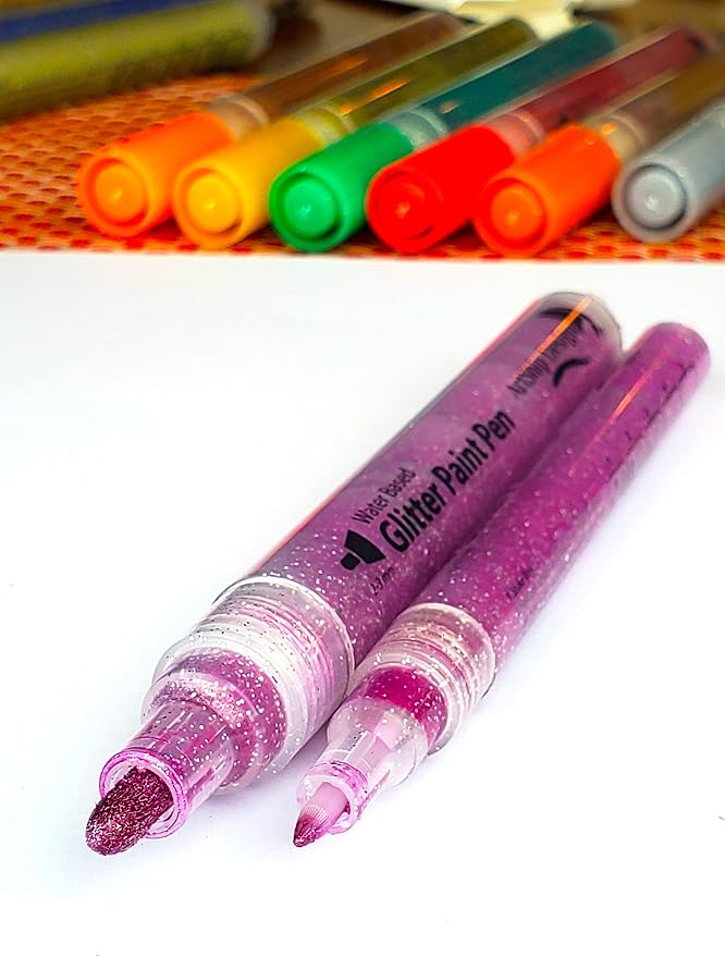 ArtShip Design 24 Glitter Paint Pens, Double Pack of Both Extra Fine and Medium - Image 5