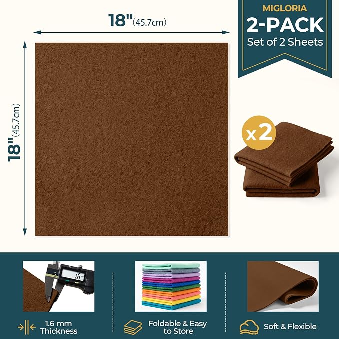 Felt Fabric Sheet 18 x 18 Inch, 1.6mm Thick | Soft and Flexible Nonwoven - Image 2