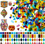 LITMIND 2800 Pcs Opaque Stained Glass Mosaic Tiles – Assorted Colors, 4 Shapes by LITMIND