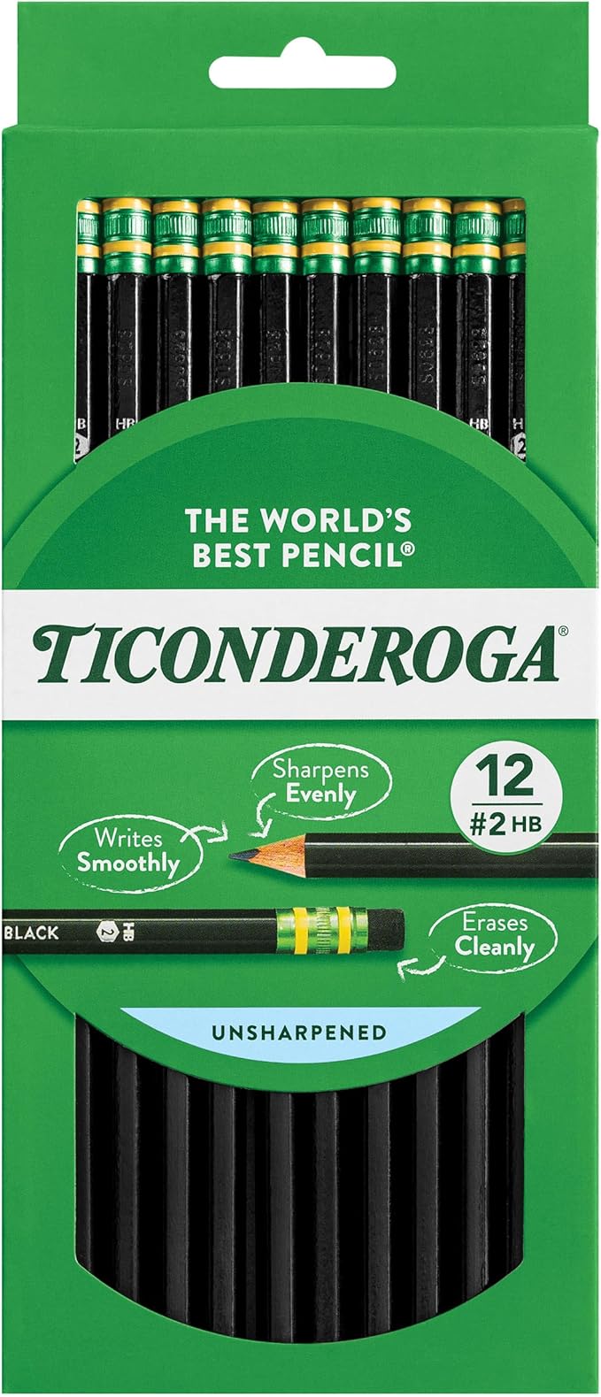Ticonderoga Pencils, Wood-Cased Graphite, #2 HB Soft by Ticonderoga