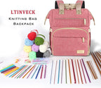 LTINVECK Knitting Bag Backpack, Yarn Storage Organizer Travel Crochet Bag - Image 3