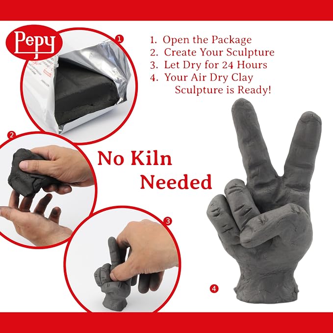 Pepy Premium European Air Dry Modeling Clay Black 3 Pack 2.2 lb Bars, 6.6 lbs - Image 3