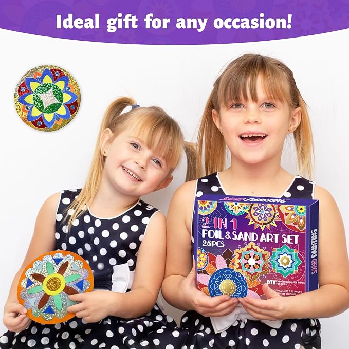 Foil Fun & Sand Art Kit for Kids, 2 in 1 Mandala Foil Arts and Sand Painting - Image 7