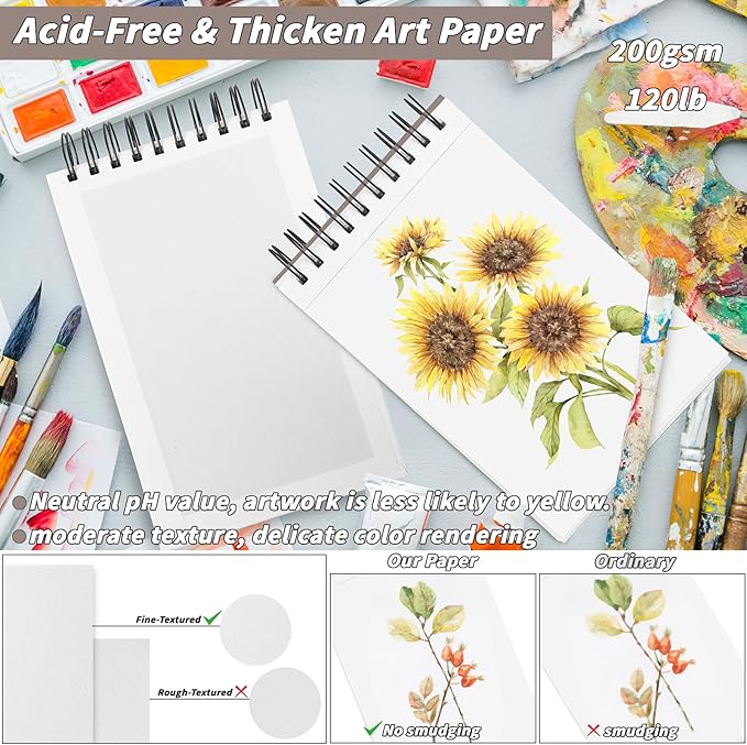 20 Pack 800 Sheets Heavyweight Sketchbook 5.5" x 8.5" 200GSM Very Thick Mixed - Image 3