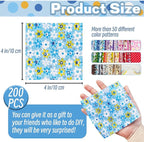 200 Pcs 4" x 4" Cotton Craft Fabric Bundle Squares, Sewing Scrapbooking - Image 2