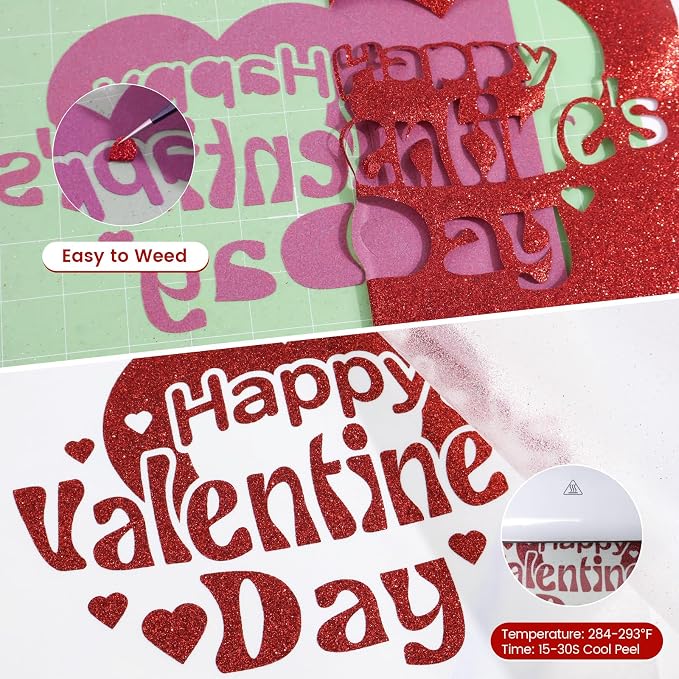 Red Glitter HTV Heat Transfer Vinyl, Glitter Iron on Vinyl Roll 10" x8ft | Red - Image 3