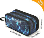 Custom Dark Blue Electric Lightning Pencil Case Box Boys Girls Personalized - Image 4
