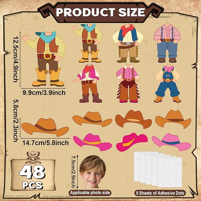 48Pcs Western Cowboy Hat Cutouts Bulletin Board Decorations Pink Cowgirl Paper - Image 2