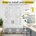 Window Privacy Film Decorative for Front Door, Bathroom Static Cling Stained - Image 5