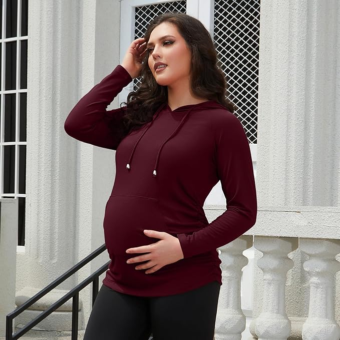 GINKANA Maternity Hoodie Long Sleeves Shirts Casual Maternity Top Pregnancy Sweatshirt Casual Clothes