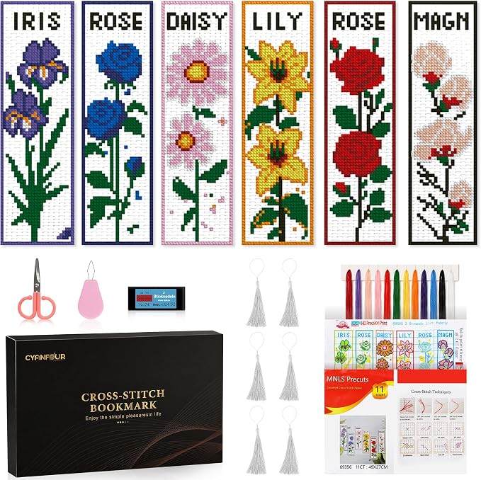 CYANFOUR 6 Pcs Cross Stitch Bookmark Kit by Cyanfour