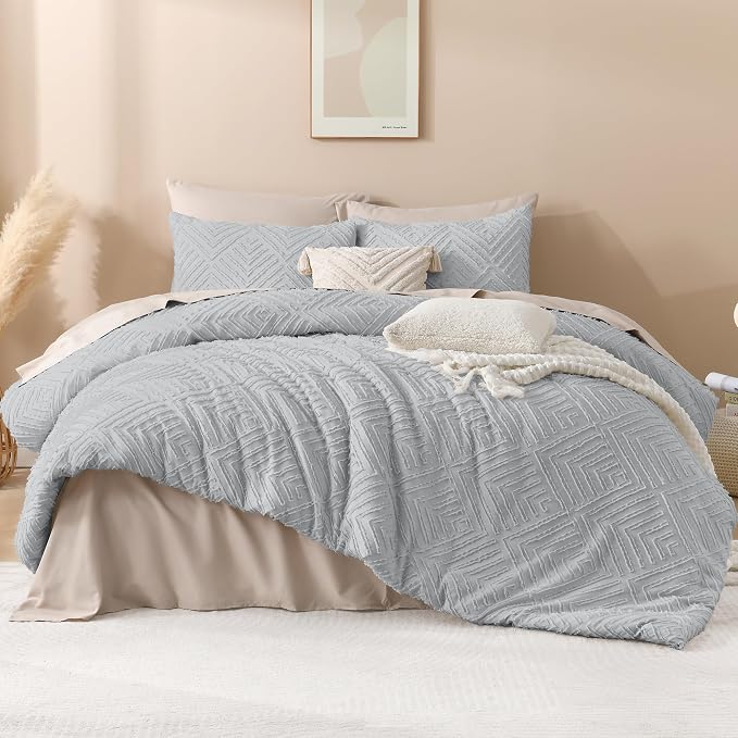 Andency Light Grey Oversized King Comforter 128''x120'', 3 Pieces Gray Soft - Image 2
